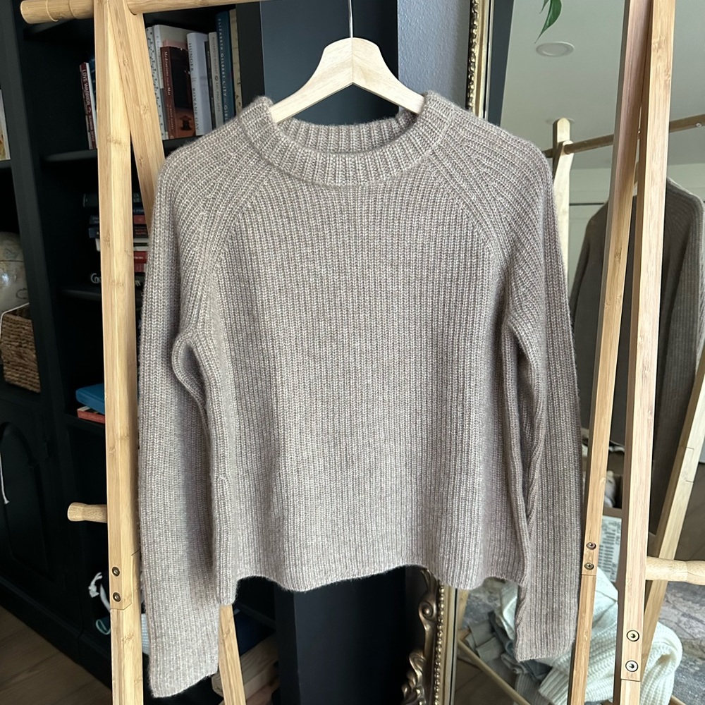 Jenni Kayne Cashmere Fisherman Sweater in Undyed Stone